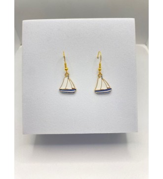 Boucles d'oreilles voilier en plaqué or 24K