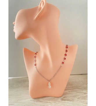 Collier argent 925 avec perle rose et sirène