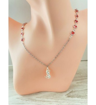 Collier argent 925 avec perle rose et sirène