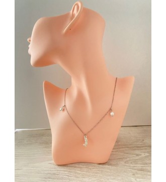 Collier argent 925 avec pendentif sirène et perles