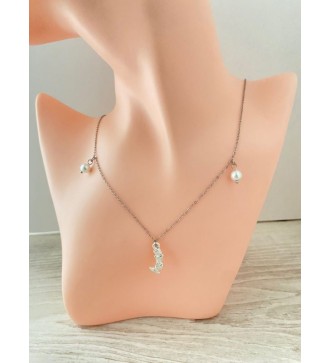 Collier argent 925 avec pendentif sirène et perles