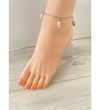 Chaîne de cheville en argent 925 avec pendentif coquillage