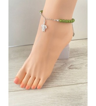 Chaîne de chaville argent 925 avec perles vertes et tortues