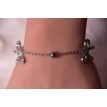 Bracelet Charmant noeuds en argent 925 avec deux nœuds en strass et trois perles platines