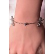 Bracelet Charmant noeuds en argent 925 avec deux nœuds en strass et trois perles platines