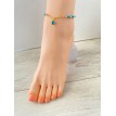 Bleu Turquoise – Chaîne de cheville en acier inoxydable avec pierre bleue et perles élégantes Bleu Turquoise – Chaîne de cheville en acier inoxydable avec pierre bleue et perles élégantes