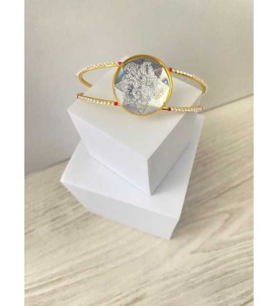 Diamant Craquelé – Bracelet jonc ajustable plaqué or 24 K 