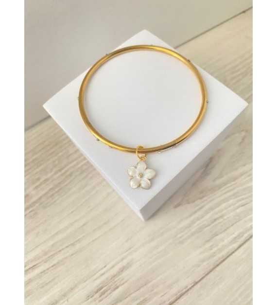 Bracelet Fleur Élégante – Or 24Ket motif floral, bijou artisanal AU2bijoux