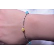 Bracelet argenté avec perles Elsa – Bleu, jaune et blanc
