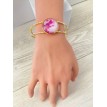 Jonc Violine – Bracelet jonc ajustable en acier inoxydable plaqué or 24 K avec pendentif en verre Jonc Violine – Bracelet jonc ajustable en acier inoxydable plaqué or 24 K avec pendentif en verre