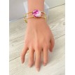 Jonc Violine – Bracelet jonc ajustable en acier inoxydable plaqué or 24 K avec pendentif en verre Jonc Violine – Bracelet jonc ajustable en acier inoxydable plaqué or 24 K avec pendentif en verre