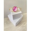 Jonc Violine – Bracelet jonc ajustable en acier inoxydable plaqué or 24 K avec pendentif en verre Jonc Violine – Bracelet jonc ajustable en acier inoxydable plaqué or 24 K avec pendentif en verre