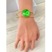 Nature Jonc – Bracelet jonc ajustable en acier inoxydable plaqué or 24 K avec pendentif en verre  Nature Jonc – Bracelet jonc ajustable en acier inoxydable plaqué or 24 K avec pendentif en verre