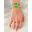 Nature Jonc – Bracelet jonc ajustable en acier inoxydable plaqué or 24 K avec pendentif en verre  Nature Jonc – Bracelet jonc ajustable en acier inoxydable plaqué or 24 K avec pendentif en verre