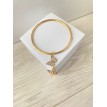 Papillon Doré – Bracelet fin en acier inoxydable plaqué or 24 K avec pendentif double Papillon Doré – Bracelet fin en acier inoxydable plaqué or 24 K avec pendentif double