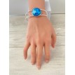 Bracelet jonc ajustable argent 925 avec cabochon Bleu Ombragé et strass scintillants Bracelet jonc ajustable argent 925 avec cabochon Bleu Ombragé et strass scintillants