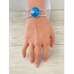 Bracelet jonc ajustable argent 925 avec cabochon Bleu Ombragé et strass scintillants Bracelet jonc ajustable argent 925 avec cabochon Bleu Ombragé et strass scintillants