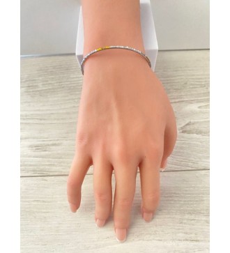 Manchette ajustable argent 925 avec cabochons jaunes