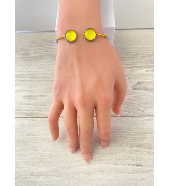 Manchette ajustable argent 925 avec cabochons jaunes