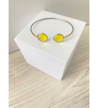 Manchette ajustable argent 925 avec cabochons jaunes