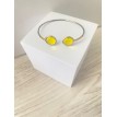 Bracelet Jaune – Manchette ajustable cabochons jaunes et acier inoxydable argent Bracelet Jaune – Manchette ajustable cabochons jaunes et acier inoxydable argent