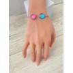 Manchette ajustable Deux Couleurs – Argent cabochons
