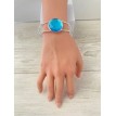 Diamant Bleu azur - Bracelet jonc ajustable argent 925 Diamant Bleu azur - Bracelet jonc ajustable argent 925