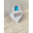 Diamant Bleu azur - Bracelet jonc ajustable argent 925 Diamant Bleu azur - Bracelet jonc ajustable argent 925