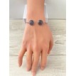 Manchette Sobre – Manchette ajustable cabochons noirs et acier inoxydable argent Manchette Sobre – Manchette ajustable cabochons noirs et acier inoxydable argent