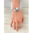 Bracelet jonc ajustable Pleine Lune en argent 925 avec cabochon noir et strass scintillants Bracelet jonc ajustable Pleine Lune en argent 925 avec cabochon noir et strass scintillants