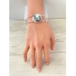Bracelet jonc ajustable Pleine Lune en argent 925 avec cabochon noir et strass scintillants Bracelet jonc ajustable Pleine Lune en argent 925 avec cabochon noir et strass scintillants