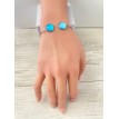 Verre Bleu – Manchette ajustable en argent 925 avec cabochons en verre bleu et strass scintillants  Verre Bleu – Manchette ajustable en argent 925 avec cabochons en verre bleu et strass scintillants
