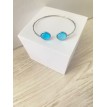 Verre Bleu – Manchette ajustable en argent 925 avec cabochons en verre bleu et strass scintillants  Verre Bleu – Manchette ajustable en argent 925 avec cabochons en verre bleu et strass scintillants