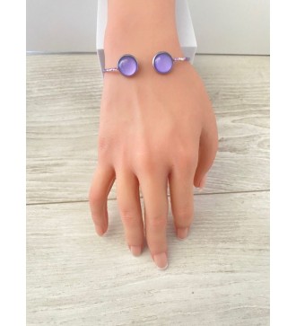 Machette ajustable argent 925 avec cabochon violets