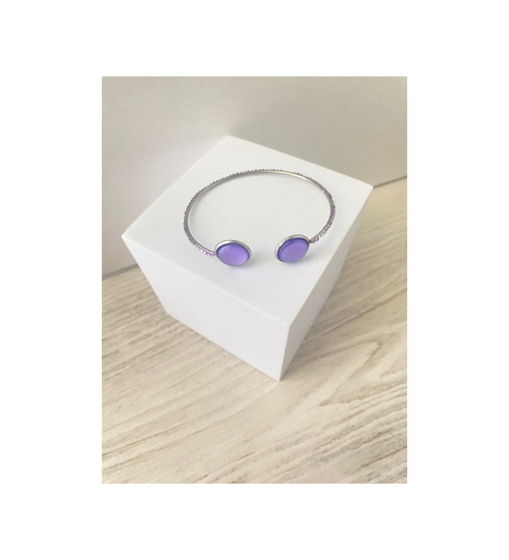 Machette ajustable argent 925 avec cabochon violets