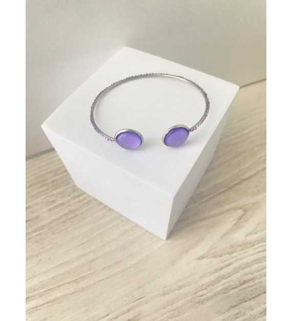Manchette Violette – Manchette ajustable en acier inoxydable argent