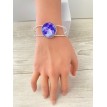 Bracelet jonc ajustable Violette en argent 925 avec cabochon violet ombragé et strass scintillants Bracelet jonc ajustable Violette en argent 925 avec cabochon violet ombragé et strass scintillants