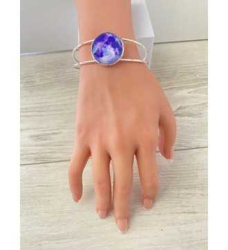 Bracelet Violette en argent 925, cabochon violet – ajustable