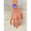 Bracelet jonc ajustable Violette en argent 925 avec cabochon violet ombragé et strass scintillants Bracelet jonc ajustable Violette en argent 925 avec cabochon violet ombragé et strass scintillants