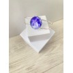 Bracelet jonc ajustable Violette en argent 925 avec cabochon violet ombragé et strass scintillants Bracelet jonc ajustable Violette en argent 925 avec cabochon violet ombragé et strass scintillants