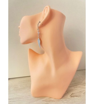 Boucles d'oreilles pendantes en argent avec pendentif ange