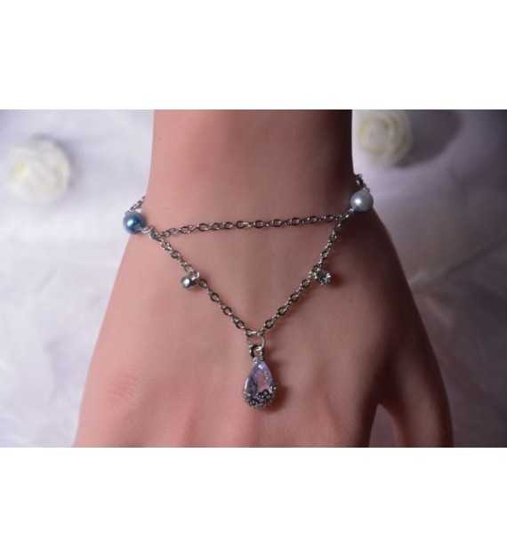 Bracelet Chaînes Liées argent 925 perles et pendentif – ajustable
