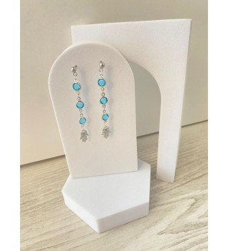 Boucles d'oreilles pendantes argent 925 avec pierre bleue