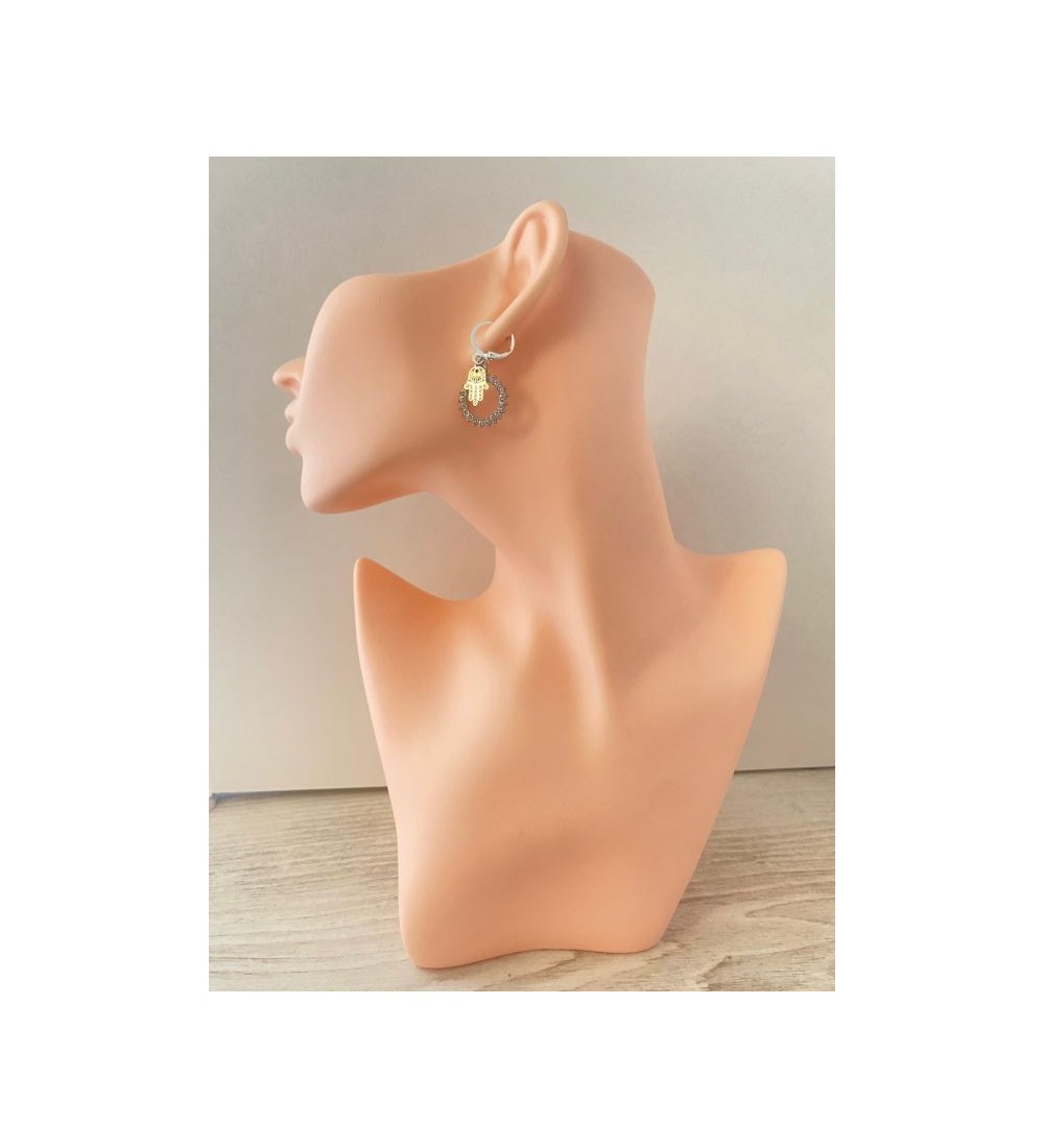 Boucles d'oreilles pendantes en argent 925 avec strass