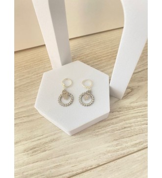 Boucles d'oreilles pendantes en argent 925 avec strass
