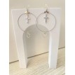 Boucles d’oreilles creole en argent 925 avec pendentif cœur et croix spirituel en strass bleu clair
