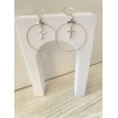 Boucles d’oreilles creole en argent 925 avec pendentif cœur et croix spirituel en strass bleu clair