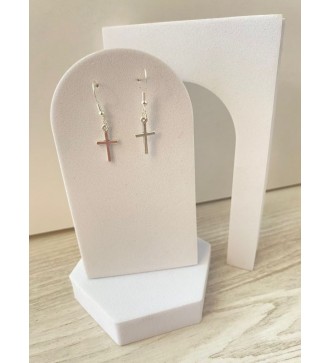 Boucles d'oreilles argent 925 avec pendentif croix élégante