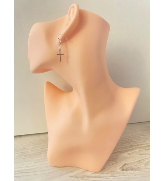 Boucles d'oreilles argent 925 avec pendentif croix élégante