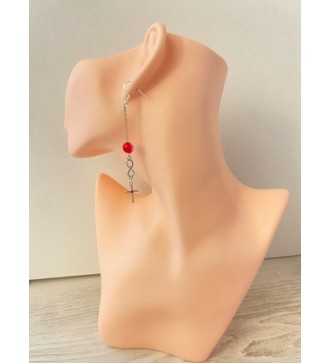 Boucles d'oreilles argent 925 avec pendentif infini et perles